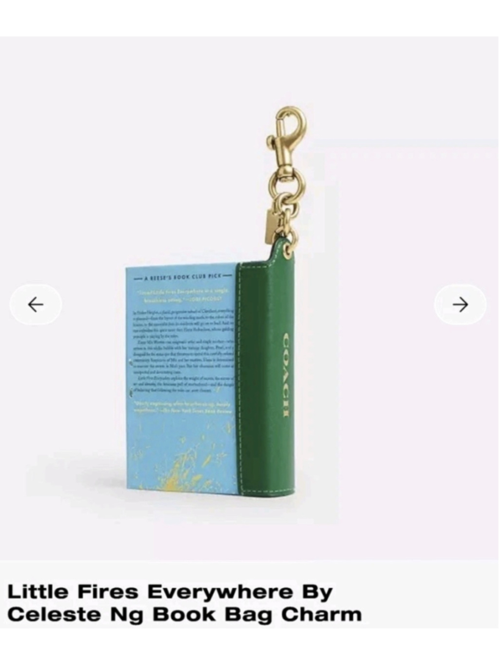 NWT Coach Little Fires Everywhere Book Bag Charm - Picture 2 of 5
